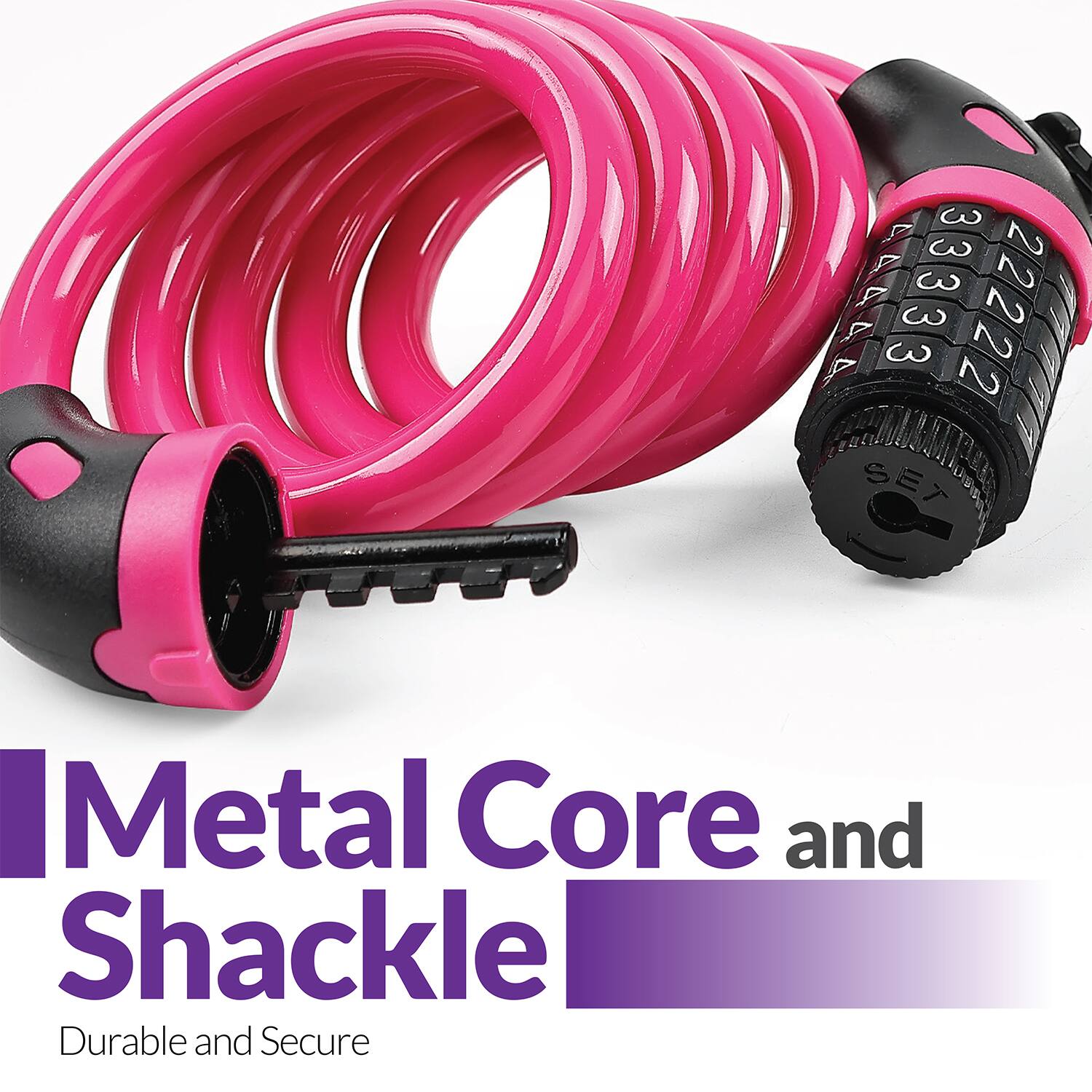 Metal Core and Shackle  
Durable and Secure