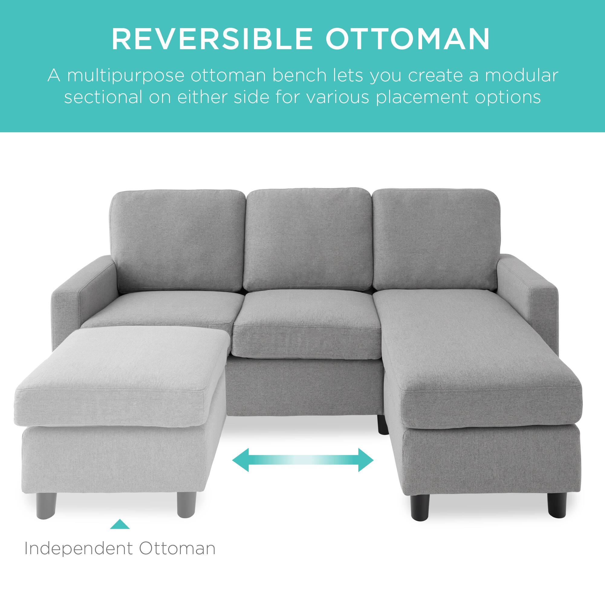 REVERSIBLE OTTOMAN  
A multipurpose ottoman bench lets you create a modular sectional on either side for various placement options  
Independent Ottoman