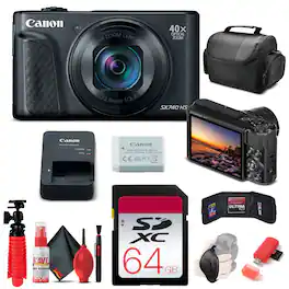 Canon - PowerShot SX740 HS Camera (Black) (2955C001) + 64GB Card Base Bundle (International Version) - Black w/ Basic Bundle