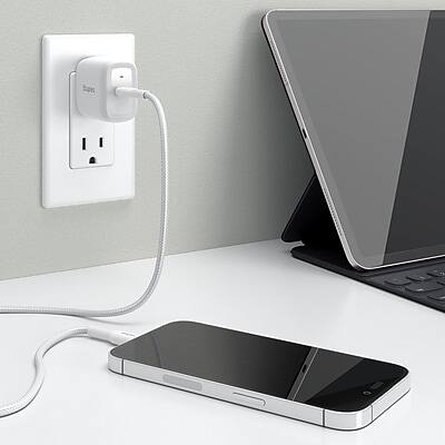 Alt View 7. Staples TECH - Staples TECH GaN USB-C Wall Charger, 25W, White (ST62323-CC) - White.