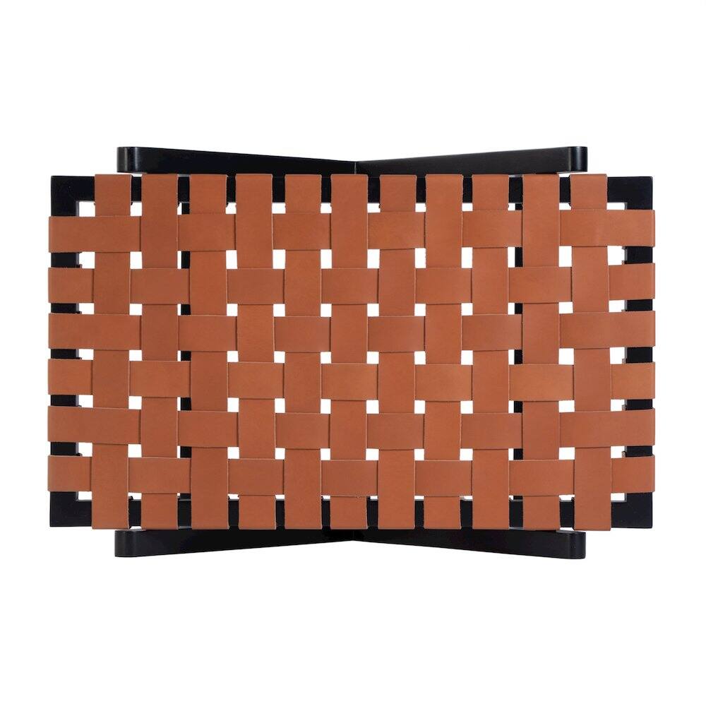 Front. Butler Specialty - Cipriani 24 in. W Leather & Wood Luggage Rack - Orange,Black.