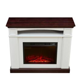 Loheer - Freestanding Electric Fireplace with Mantel 23 Inch Insert Cherry White MDF - Cherry, White