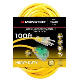 Monster - Just Power It Up Outdoor 100 ft. L Extension Cord - Yellow