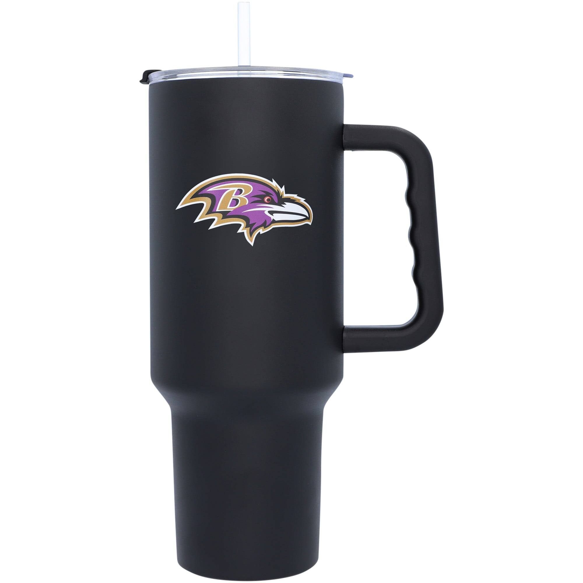 Front. Logo Brands - Baltimore Ravens 40oz. Travel Tumbler with Handle - Multicolor.