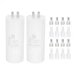 Unique Bargains - 2pcs 70uF CBB60 Run Capacitor, AC 450V 4 Pin Double Insert with Sheath Spring for Motor Start - White