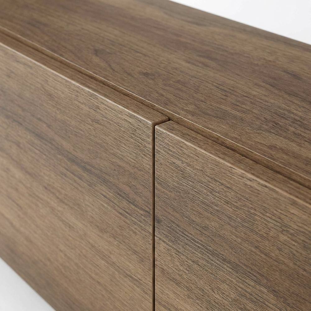 Alt View 4. FurniFact - Wooden TV Console for 80-inch TV and Under with Walnut Finish - Black.