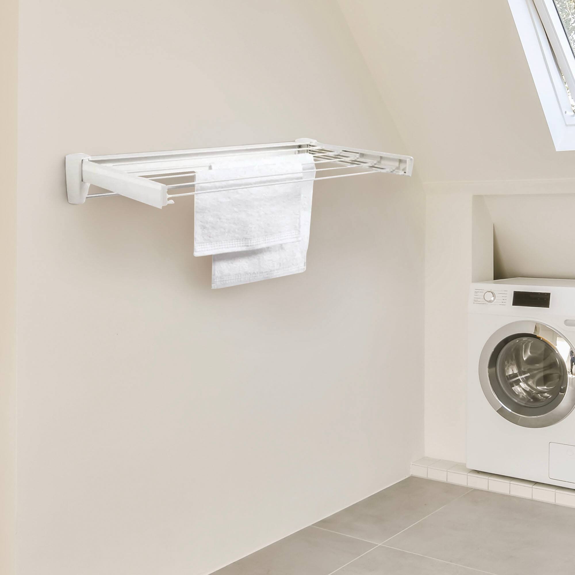 Alt View 3. Leifheit - Liefheit Wall Dryer Telefix 70, White – Space-Saving Folding Clothes Drying Rack for Laundry or Bathroom - White.