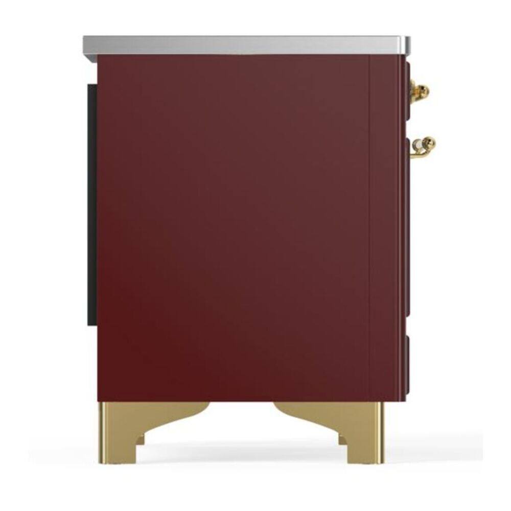 Alt View 4. ILVE - ILVE Majestic II 36 inch Induction Range with 5 Elements (Burgundy, Brass Trim) - Burgundy.