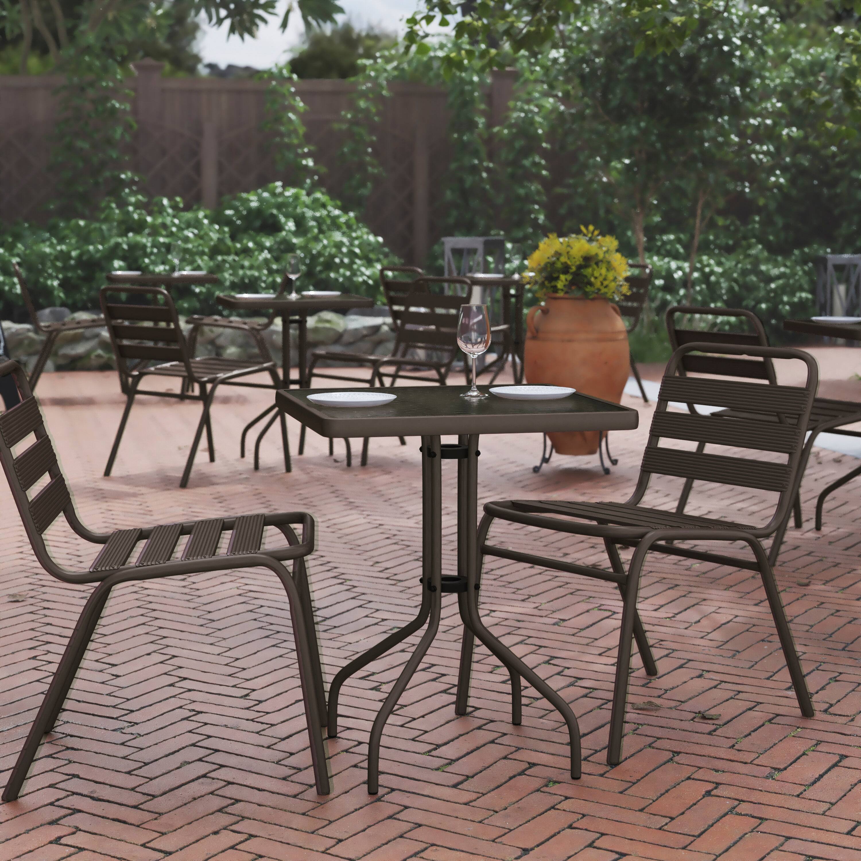 Alt View 1. Flash Furniture - Barker 23.5'' Bronze Square Tempered Glass Metal Table - Brown.