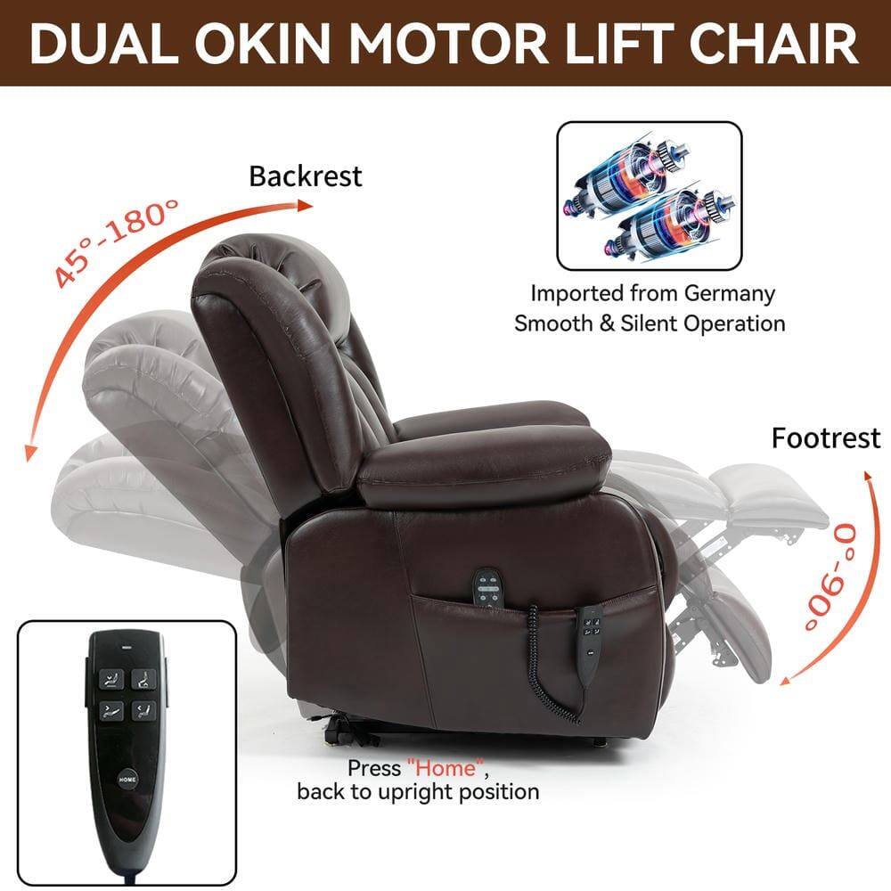 DUAL OKIN MOTOR LIFT CHAIR

Backrest: 45°-180°

Footrest: 0°-90°

Imported from Germany
Smooth & Silent Operation

Press "Home", back to upright position