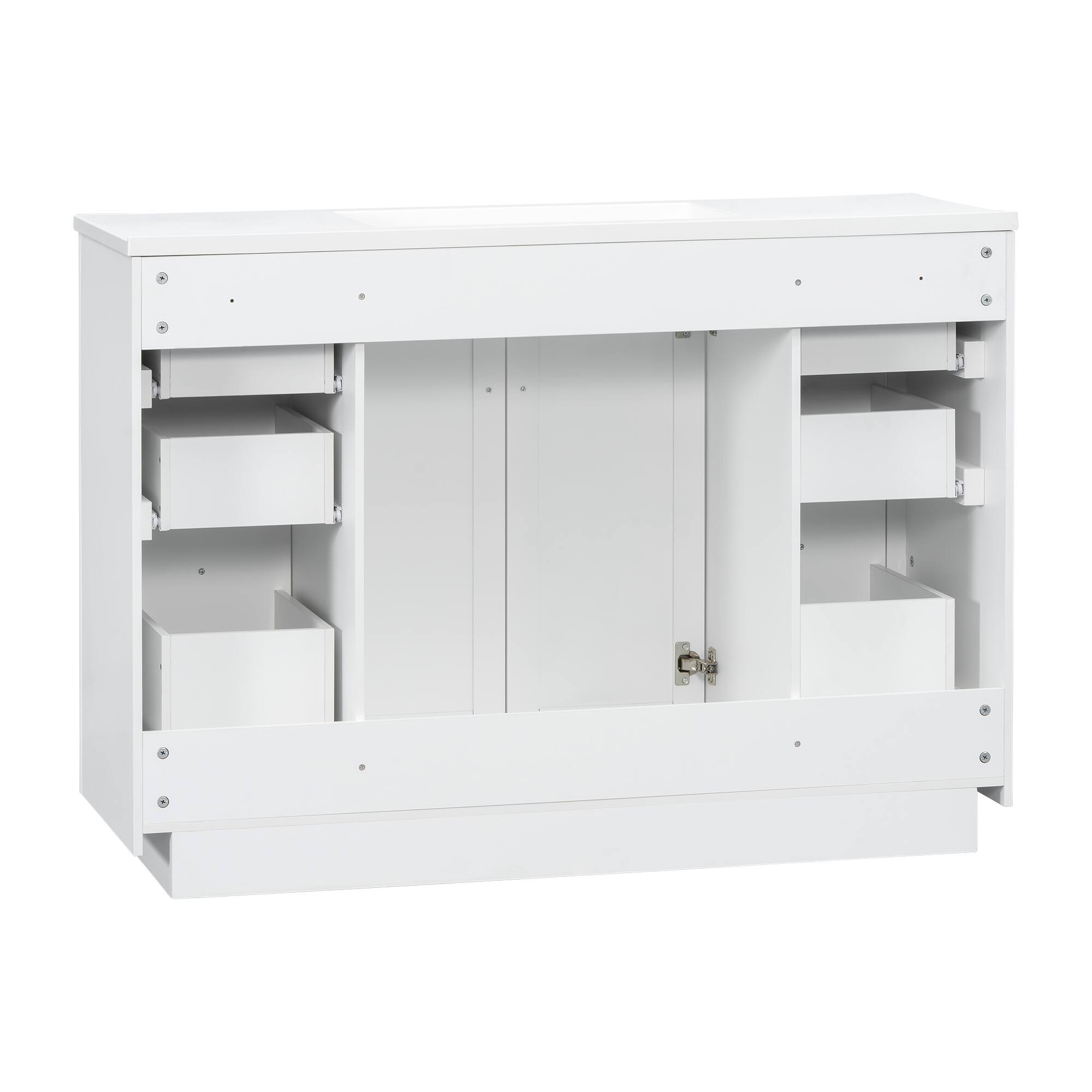 Alt View 5. JUJABU - White 48" Bathroom Vanity with Sink Top,6 Drawers and 2 Soft-clsoe Doors - White.