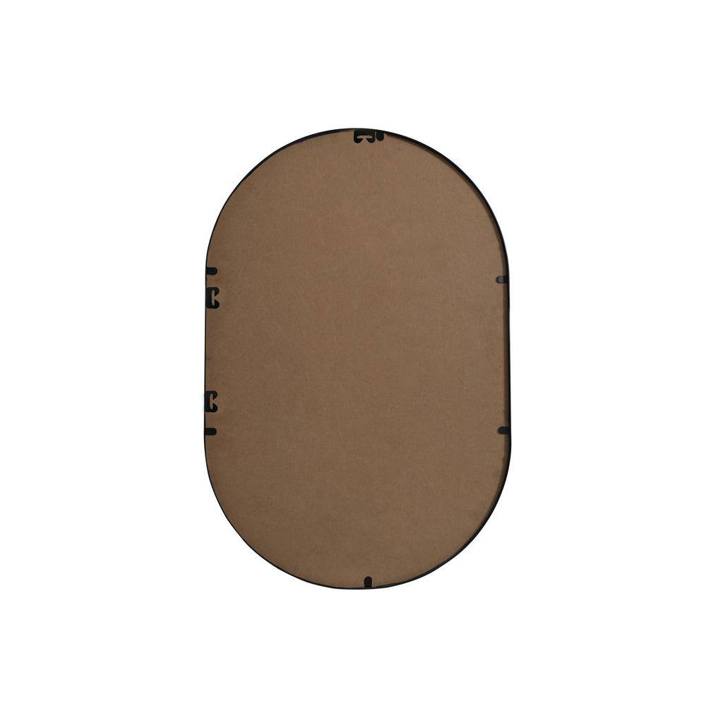 Angle. Elegant Decor - Metal Frame Oval Mirror 20x30 Inch in Black - Black.