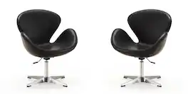 Manhattan Comfort - Raspberry Modern Upholstered Swivel Lounge Chair - Set of 2 - Black