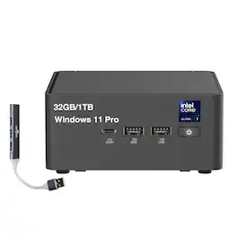ASUS - Upgraded - NUC 15 Pro Mini Desktop (Intel Ultra 7-255H, 32GB DDR5, 1TB PCIe SSD, Intel Arc 140T, Win 11 Pro) w/USB Hub - Black