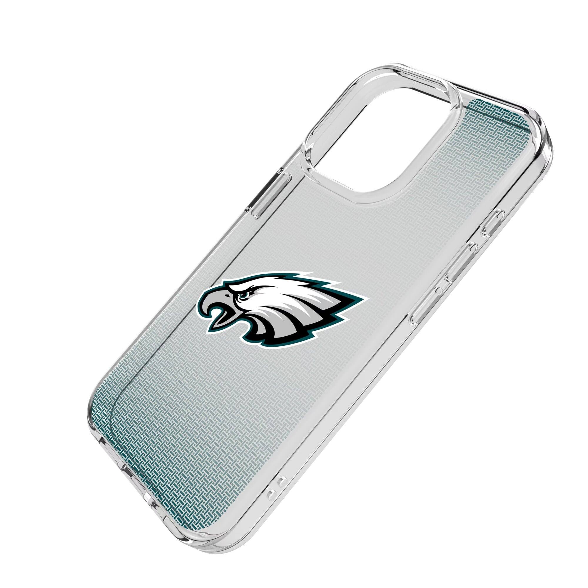 Alt View 1. Keyscaper - Philadelphia Eagles Linen Logo iPhone Clear Case - 14 Pro Max - Multicolor.