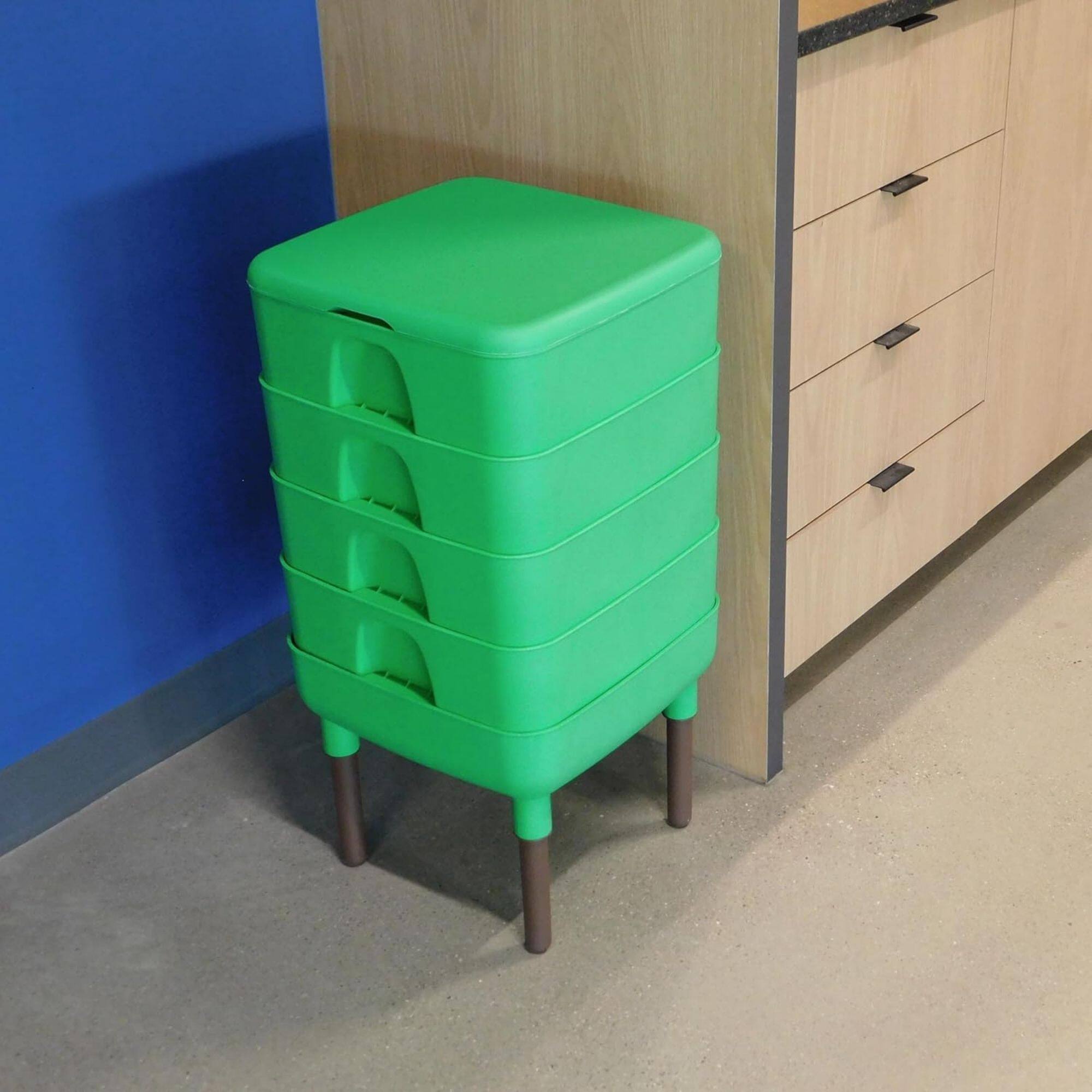 Alt View 4. FCMP Outdoor - FCMP Outdoor Essential Living Worm Composter Bin, 4-Tray Indoor System, Green.