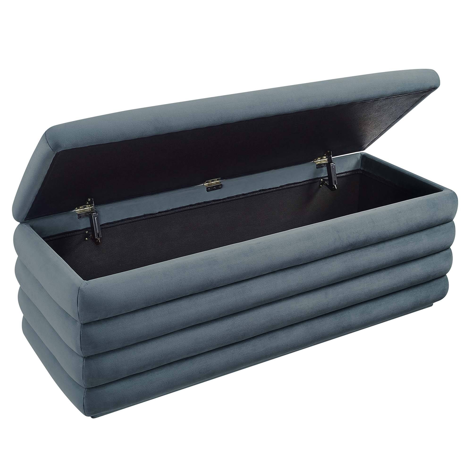 Alt View 2. Modway - Mezzo Upholstered Performance Velvet Storage Bench by Modway - Blue.