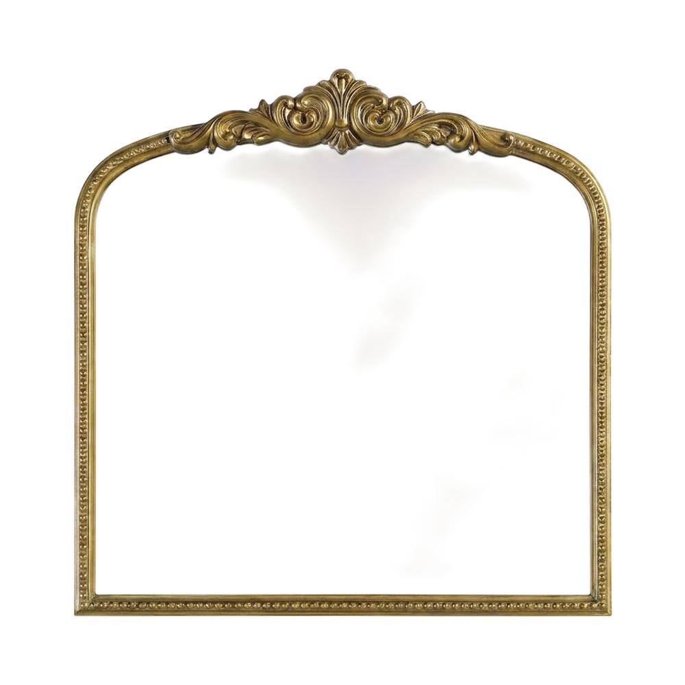 Front. Elegant Decor - Naomi Vintage Resin Mirror 36x36 in Antique Brass - Antique Brass.