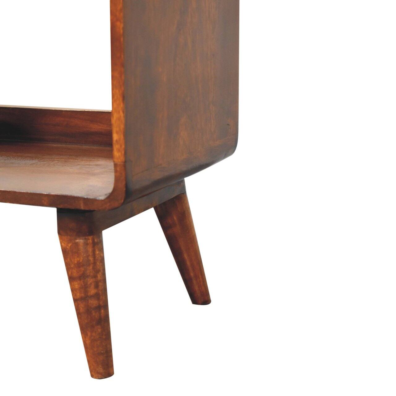 Alt View 2. Artisan Furniture - Artisan Furniture Solid Wood Curved Chestnut Double Slot Media Unit, 2 Open Slots, Dark Brown - Brown.