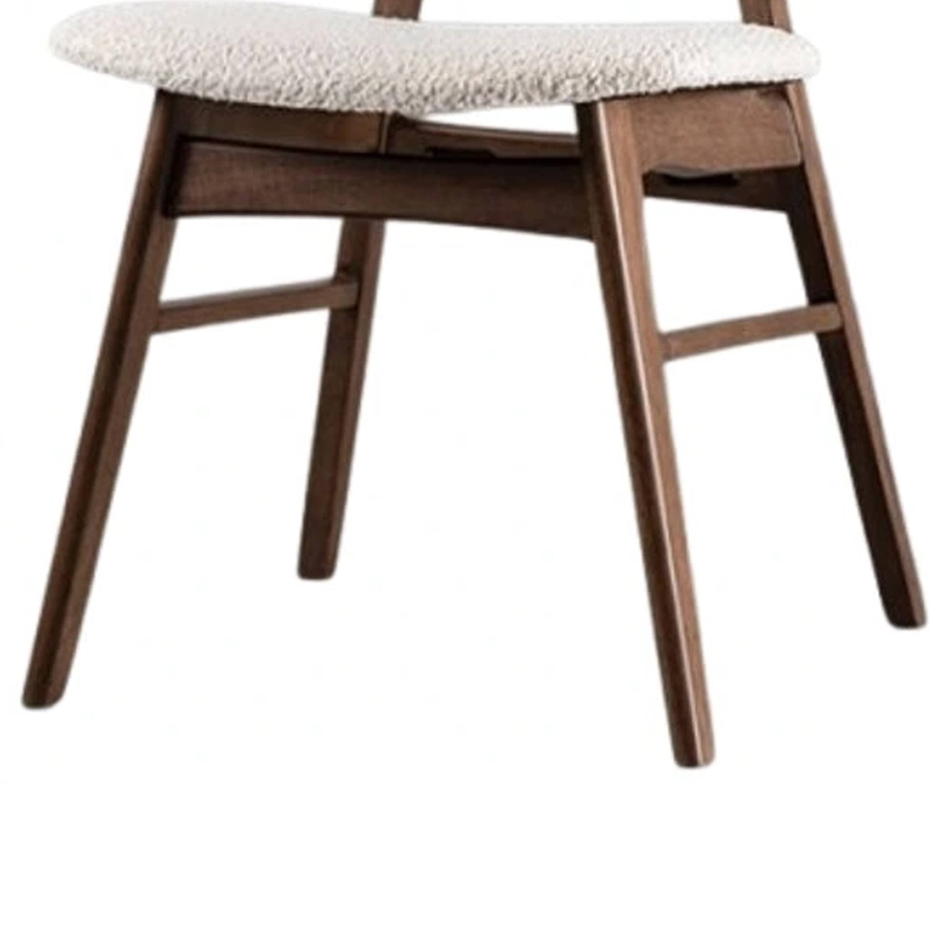 Alt View 3. Manhattan Lane - Lexy Side Dining Chair Set of 2, Angled Legs, Walnut Brown Solid Wood, Beige Boucle - Walnut Brown, Beige.