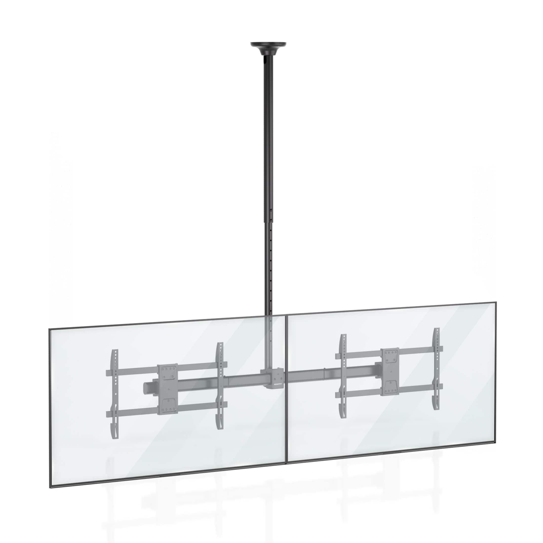 Mount-It! - Dual TV Ceiling Mount with Long Pole for 32–70 Inch TVs, Adjustable Height, 110 lb Capacity - Black