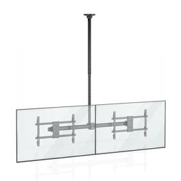 Mount-It! - Dual TV Ceiling Mount with Long Pole for 32–70 Inch TVs, Adjustable Height, 110 lb Capacity - Black