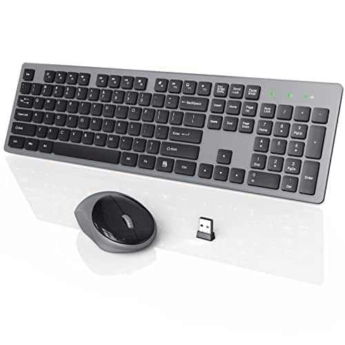 Cedar Assembly - Wireless And Mouse Usb Computer With Silent Keys Long Life 2.4ghz Full-size Lag-free Cordless Combo For Pc - Slate Grey