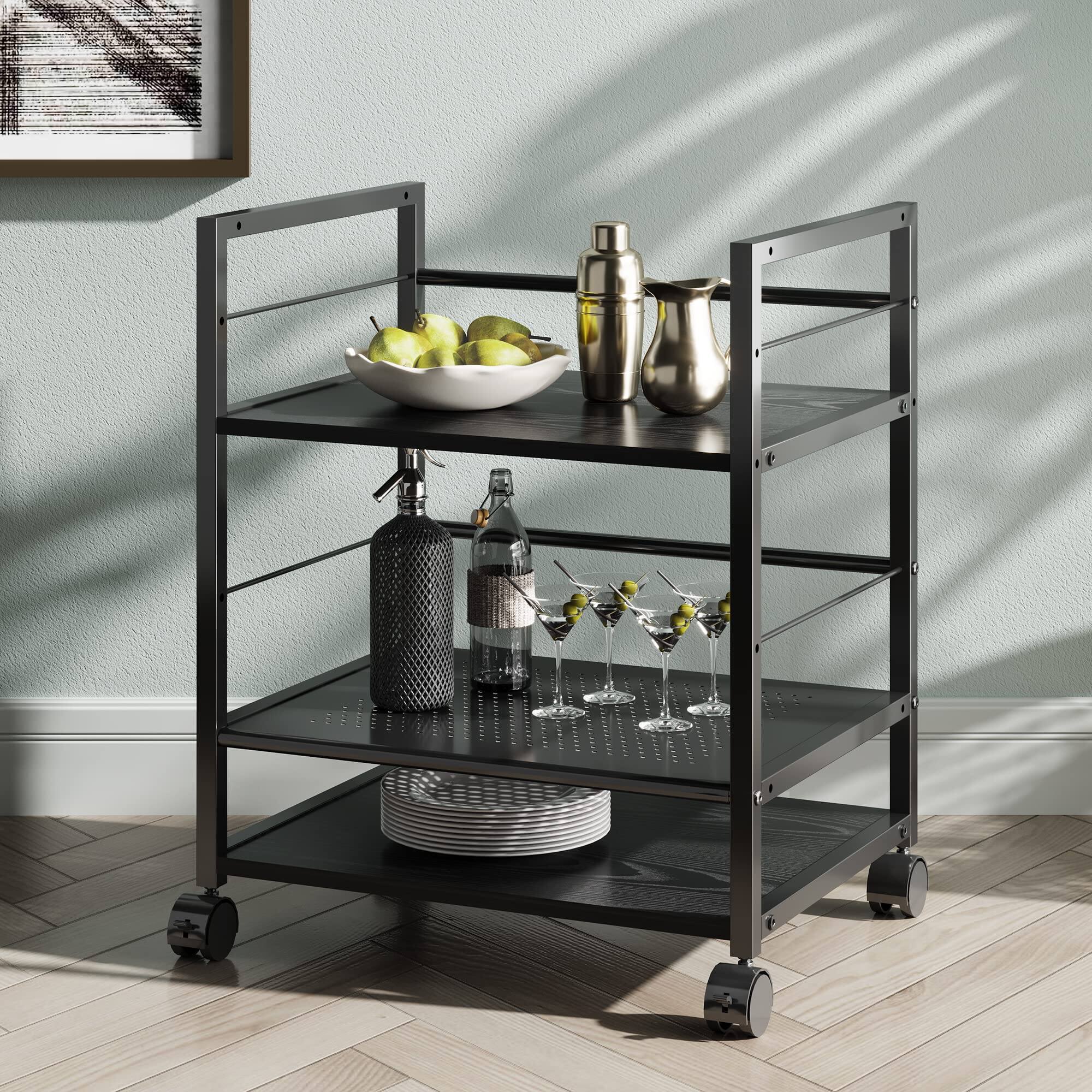 Alt View 3. Dazzling Pops - DEVAISE Mobile 3-Shelf Printer Stand with Adjustable Shelves, Modern Printer Cart with Storage Space, Print... - Default.