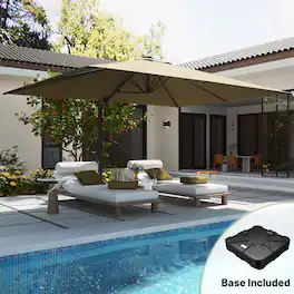 Mondawe - 10*13ft Large Patio Cantilever Umbrella Square with Bluetooth Speaker and Base - Tan
