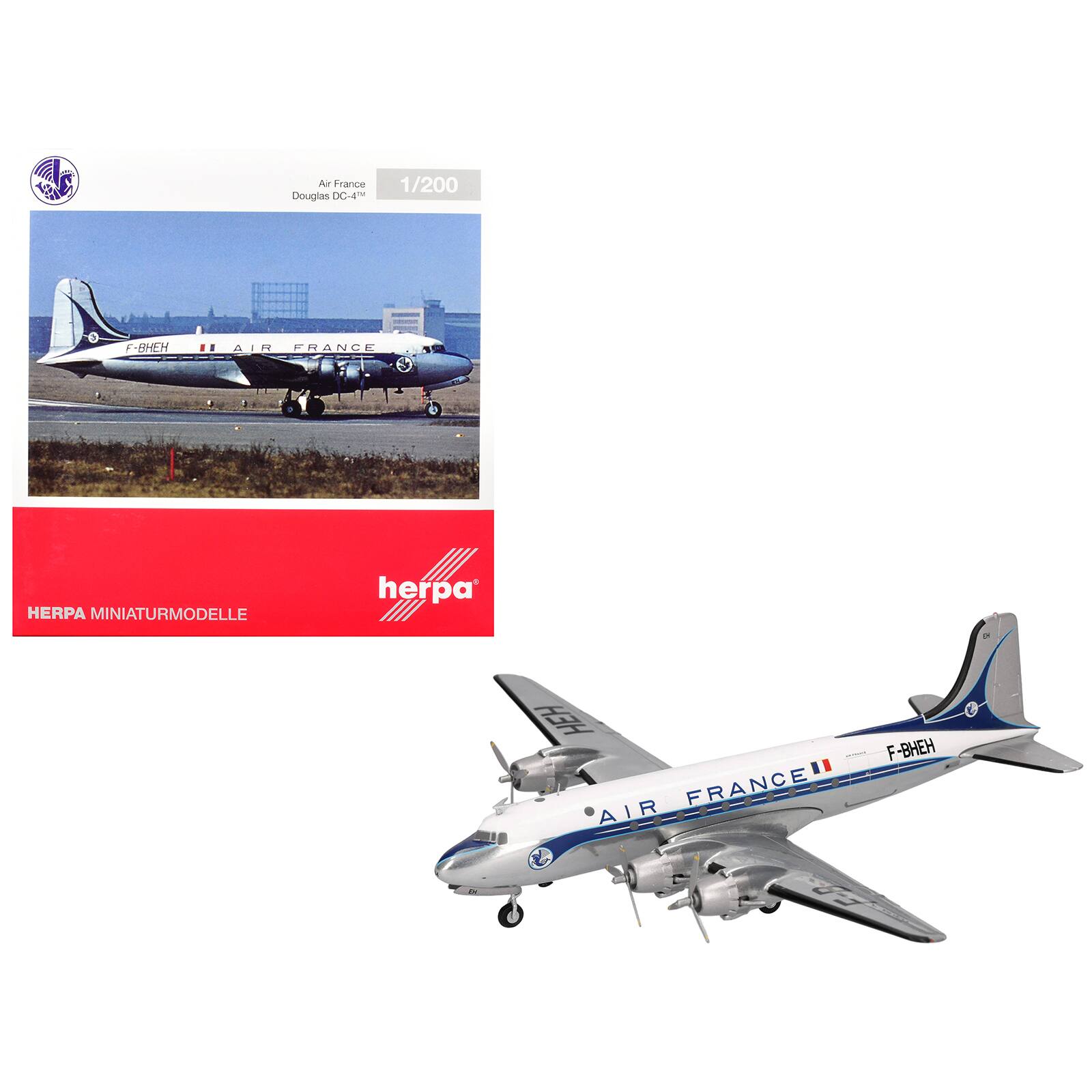 Air France Douglas DC-4  
1/200  
F-BHEH  
AIR FRANCE  
HERPA MINIATURMODELLE  
herpa  
F-BHEH