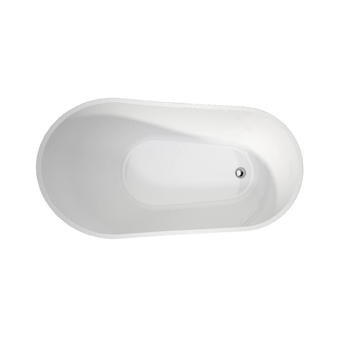 Left. Loheer - Loheer Acrylic Freestanding Soaking Bathtub, High Back Oval Gloss White Tub, 59 x 32 in - Gloss White.