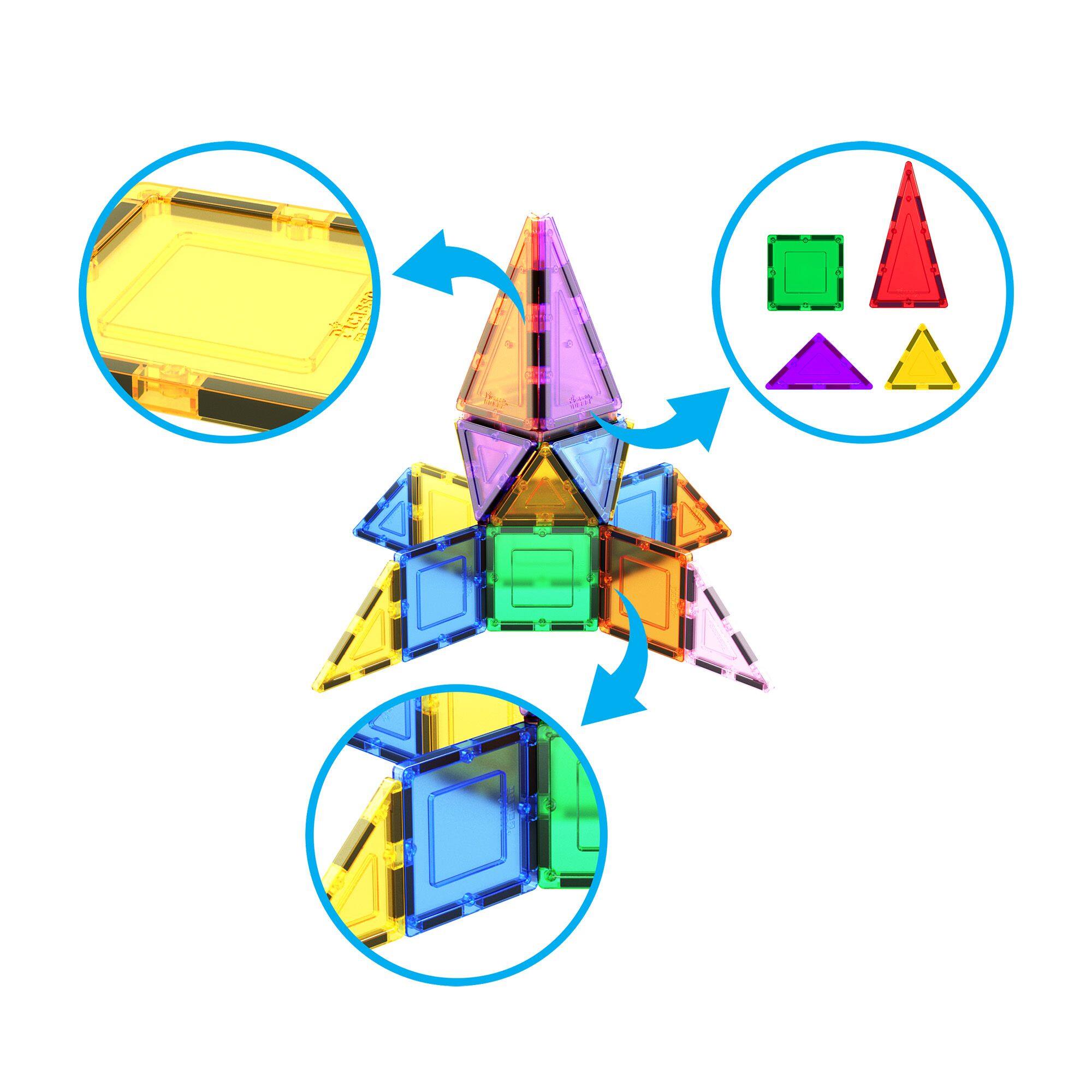 Alt View 1. PicassoTiles - PicassoTiles 12 PC Magnetic Tiles, Magnetic Building Blocks for Kids, Magnet for Kids 3+.