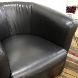 Baxton Studio - Julian Faux Leather Club Chair With 360 Degree Swivel - Black Brown