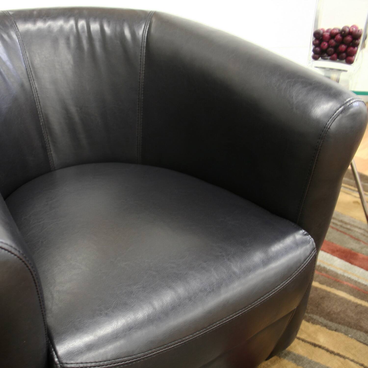 Front. Baxton Studio - Julian Faux Leather Club Chair With 360 Degree Swivel - Black Brown.