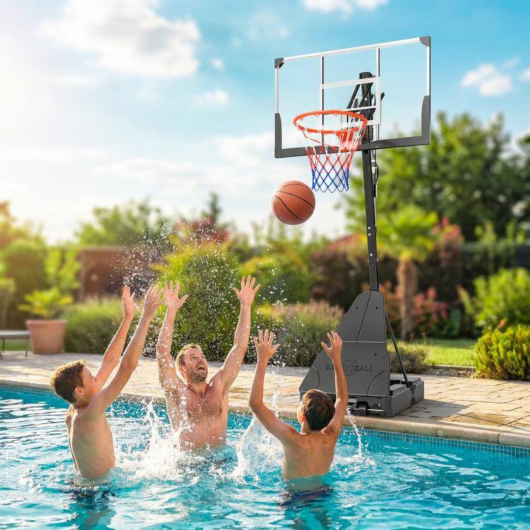 Alt View 2. PULUZ - Portable Basketball Hoop Outdoor, 8-10ft Adjustable Basketball Goal, 47 Inch Shatterproof Backboard - Black.