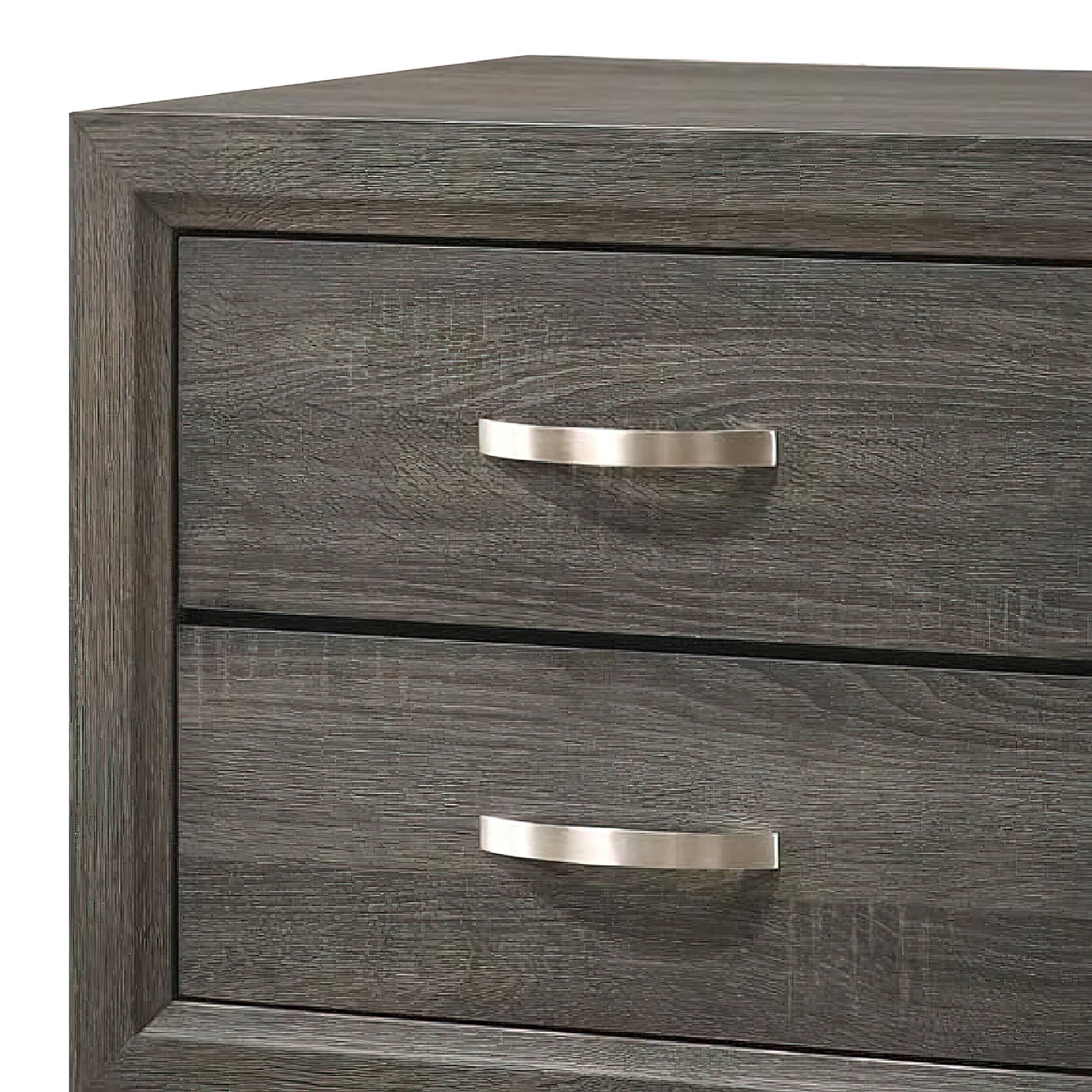Left. Manhattan Lane - Mazie 25 Inch Modern 2 Drawer Nightstand, Metal Handle,  Foil Finish - Gray.