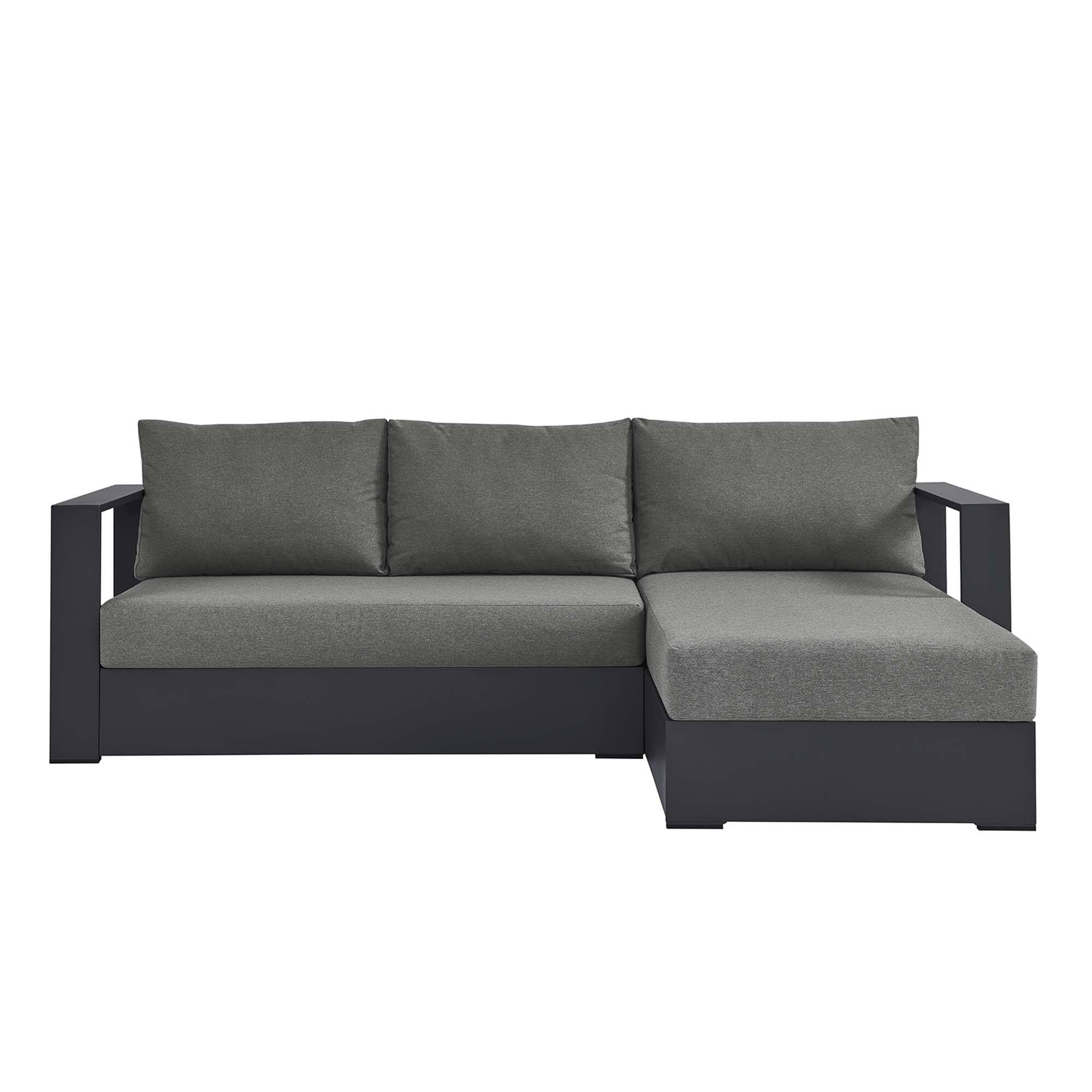 Alt View 1. Modway - Tahoe 2-Piece Outdoor Powder-Coated Aluminum Right-Facing Chaise Sectional Sofa Set - Gray Charcoal.