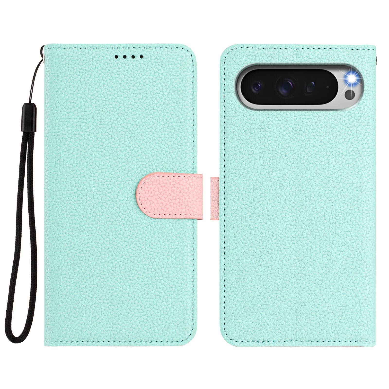 Alt View 4. Dteck - Magnetic Detachable 2-in-1 Wallet Case for Google Pixel 10 Pro XL, PU Leather Flip Cover with Card Slots & Wrist Strap - Mint.