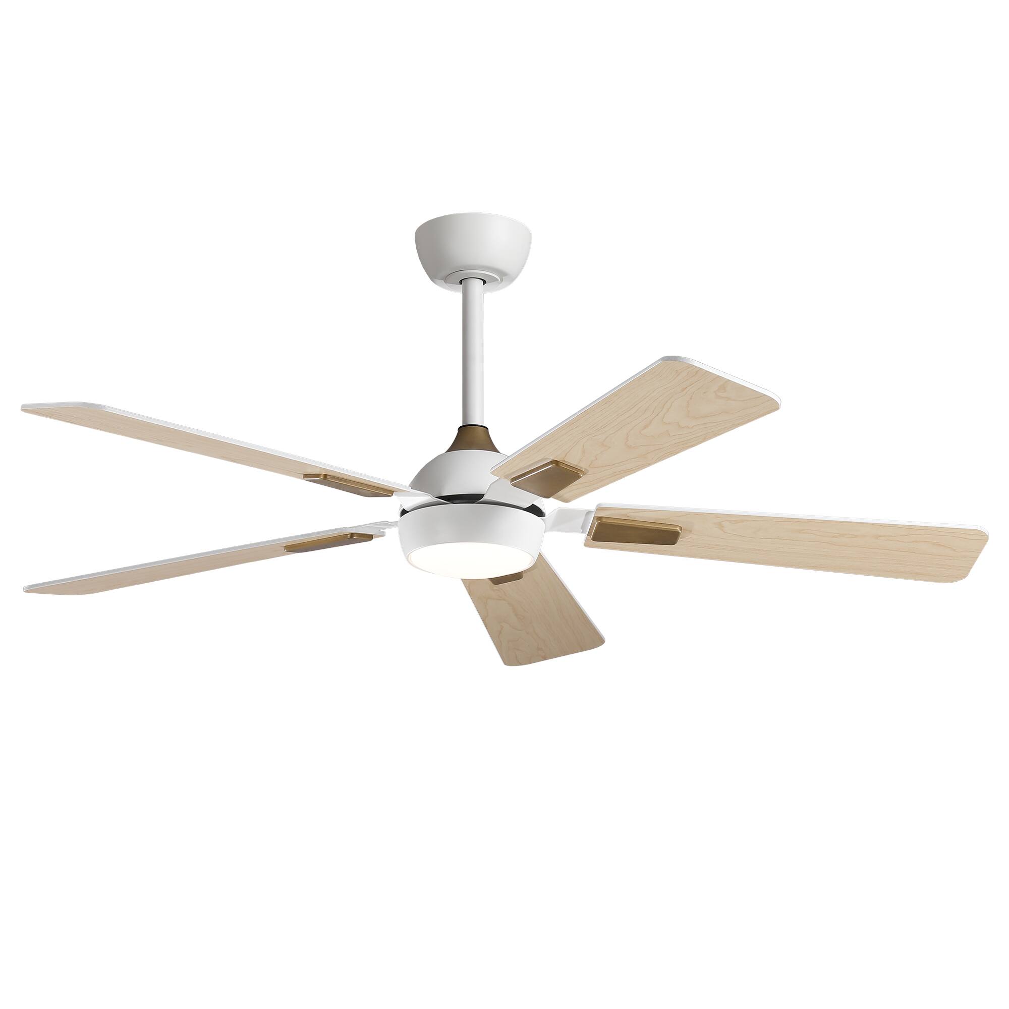 Alt View 4. Vaczon - 52 In. Modern Dimmable 3CCT LED Smart Ceiling Fan with Light, Remote and App Control, Double-Sided Blades, 6-Speed - White.