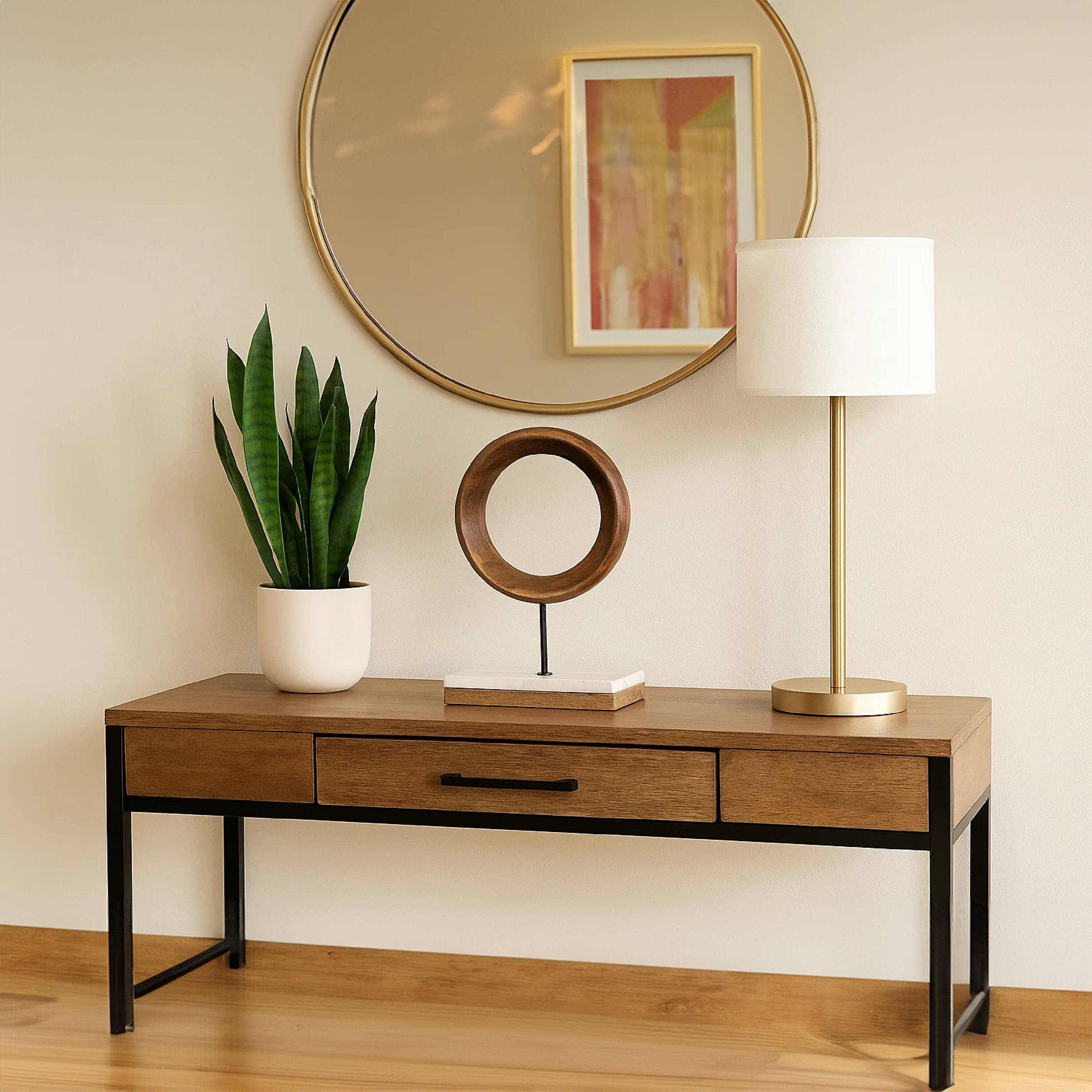 Alt View 8. Manhattan Lane - Decorative Tabletop Sculpture |Mango Wood Ring Design |Iron Stem and Marble Base - Brown, Black, White.