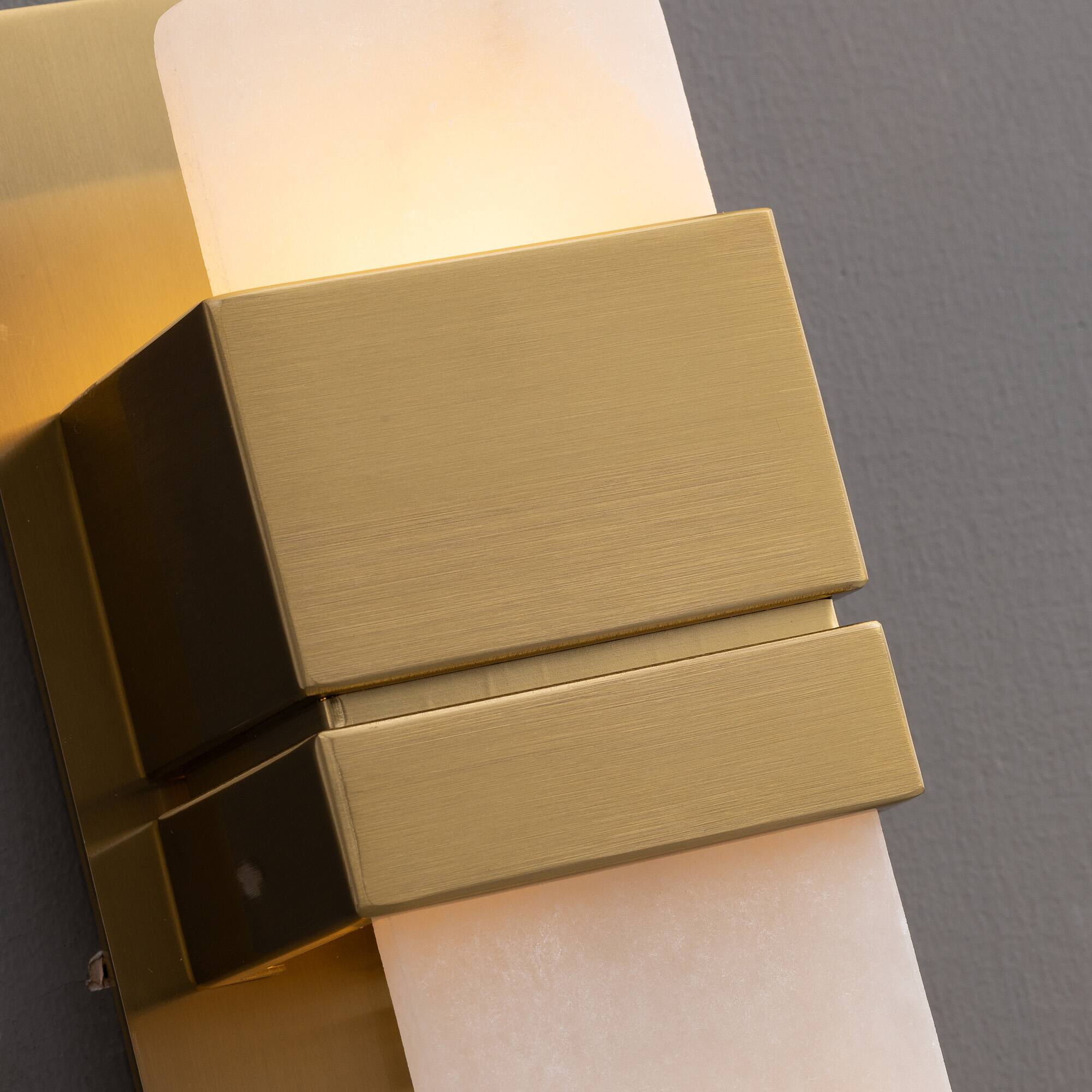 Alt View 6. Siljoy - 13.8 Inch Vertical Natural Onyx Wall Sconce Brushed Gold Square Alabaster Wall Light for Bedroom Hallway Villa - Gold.