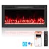 Front. Costway - Costway 36" Smart WiFi Electric Fireplace Work with Alexa & Google Assistant & Recessed - Black.