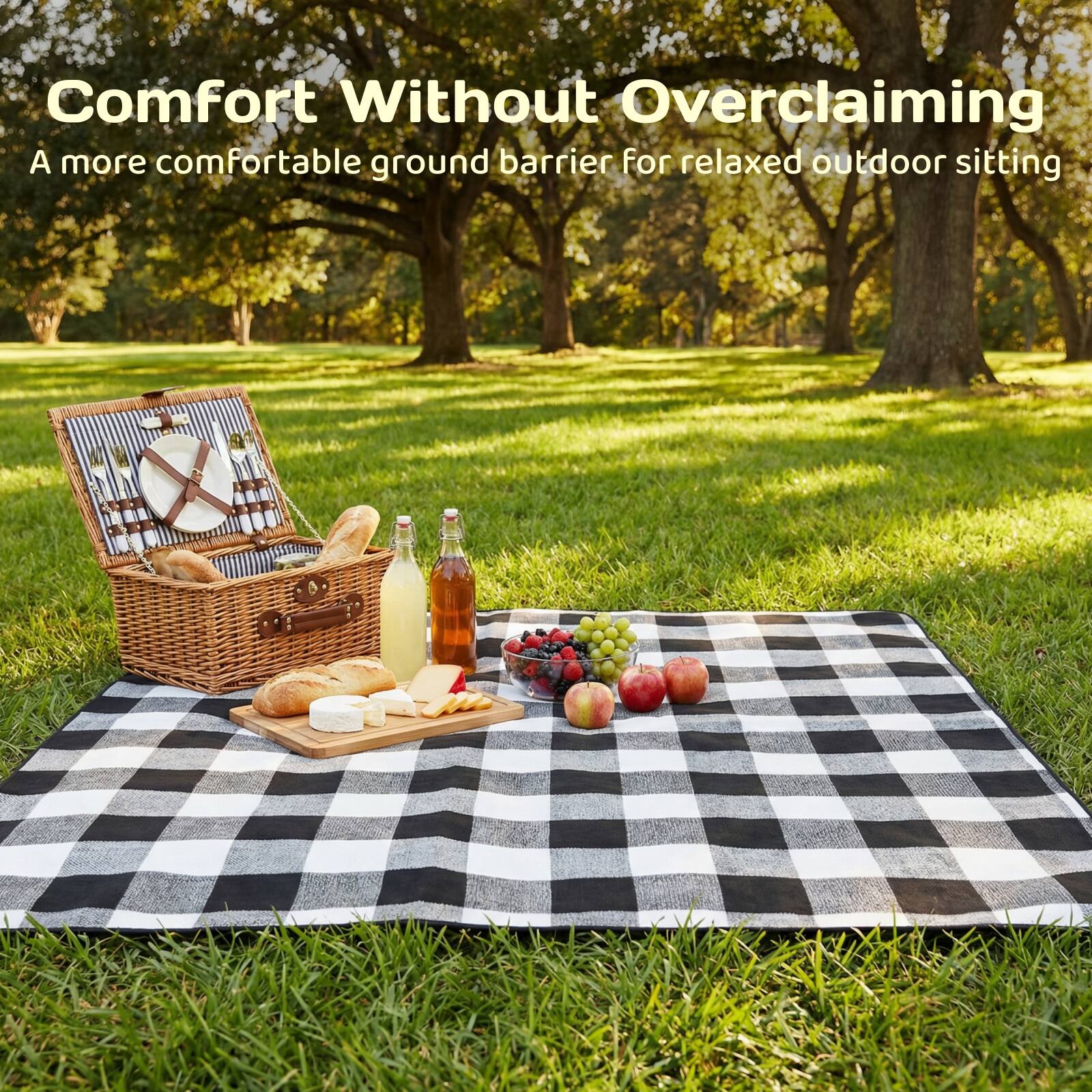 Comfort Without Overclaiming  
A more comfortable ground barrier for relaxed outdoor sitting