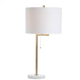 Jonathan Y - Alyssa 24.5" Metal/Marble LED Table Lamp - Brass gold/white