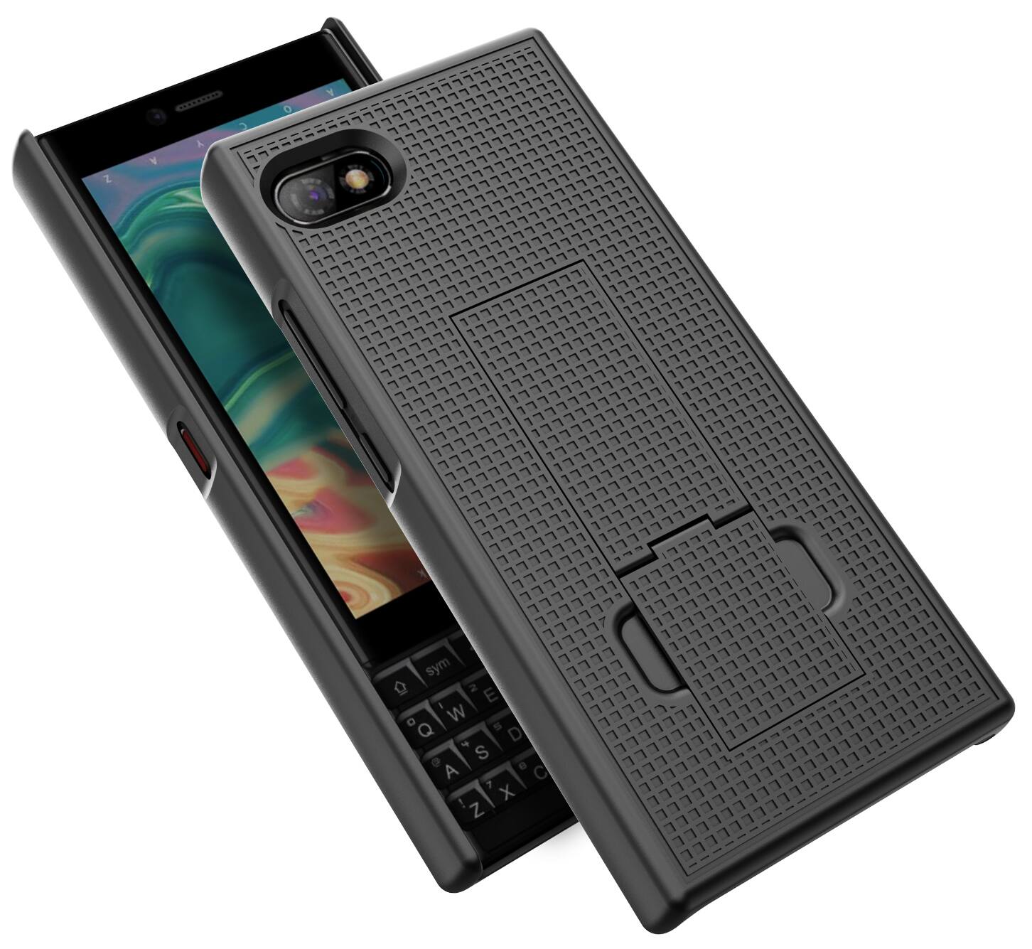 Alt View 5. Nakedcellphone - Case with Stand and Belt Clip Holster Combo for Unihertz Titan Slim - Black.