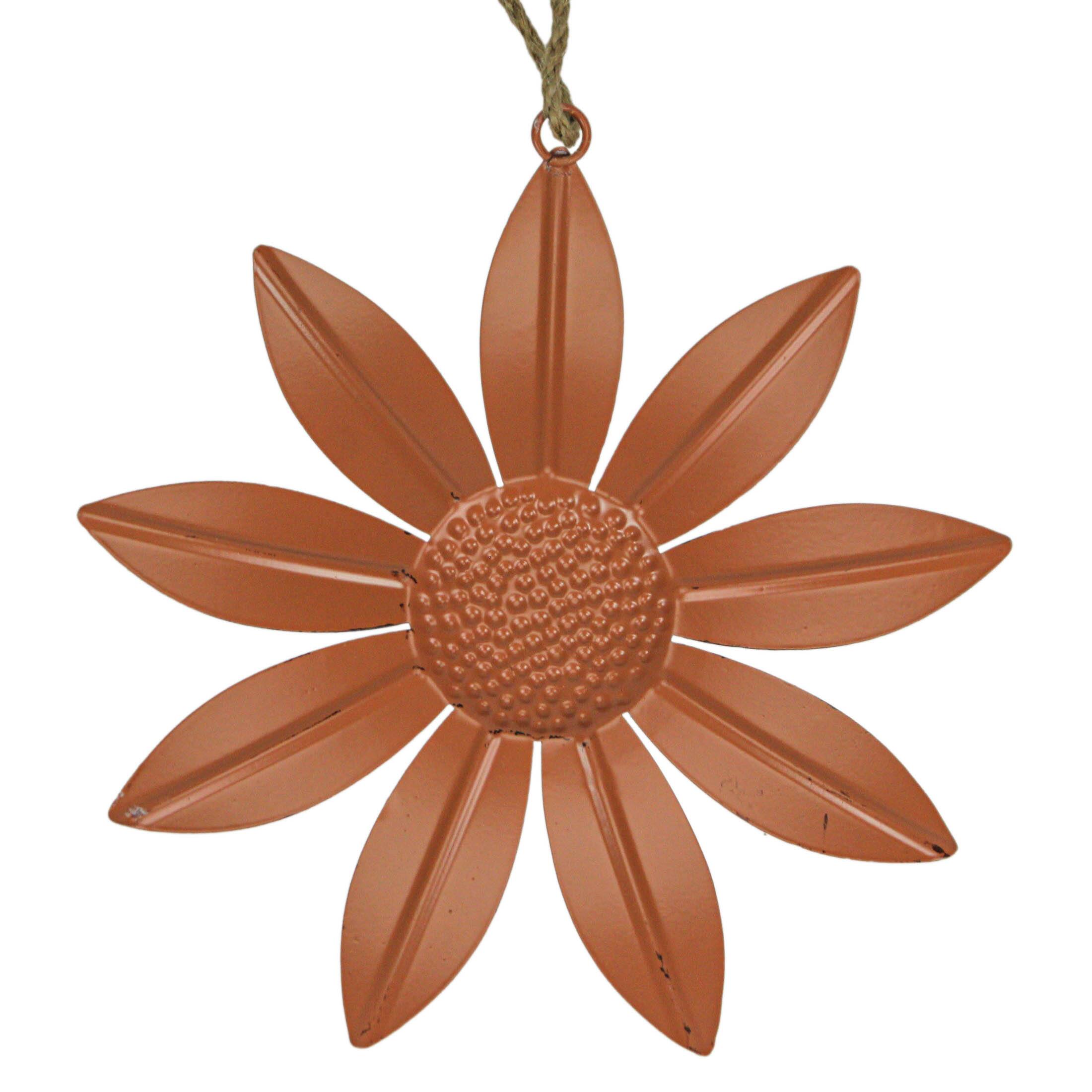 Alt View 4. Special T Imports - 9 Inch Red Yellow Green Metal Flower Wall Hanging Sculpture Home Decor Art Set of 3 - Multicolored.