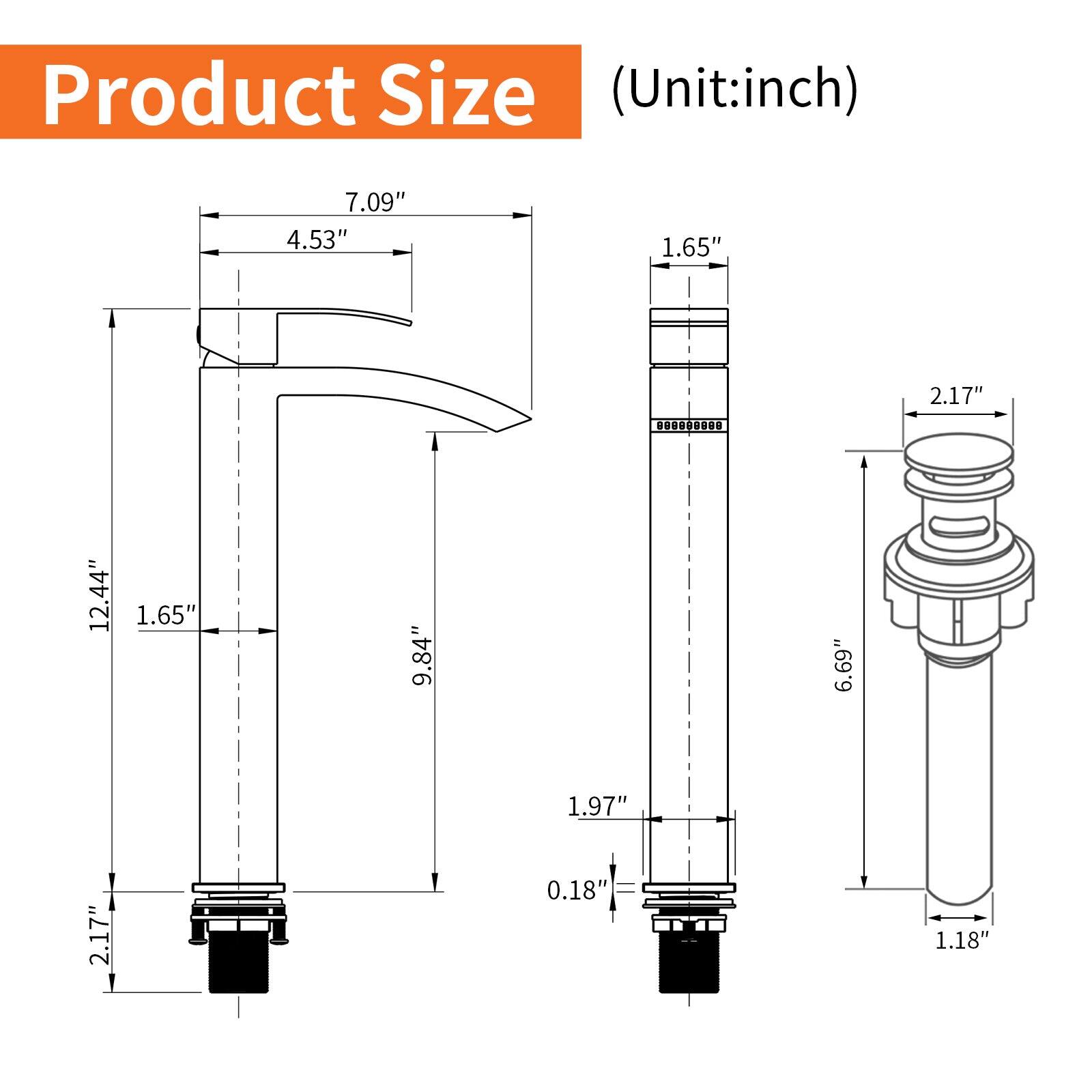 Product Size (Unit: inch)

- 7.09"
- 4.53"
- 1.65"
- 2.17"
- 12.44"
- 1.65"
- 9.84"
- 6.69"
- 1.97"
- 0.18"
- 1.18"