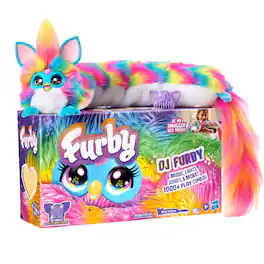 Hasbro - Furby DJ 32-Inch Interactive Rainbow Plush | With Music, Lights, Motion, & Games - Multi-Colored