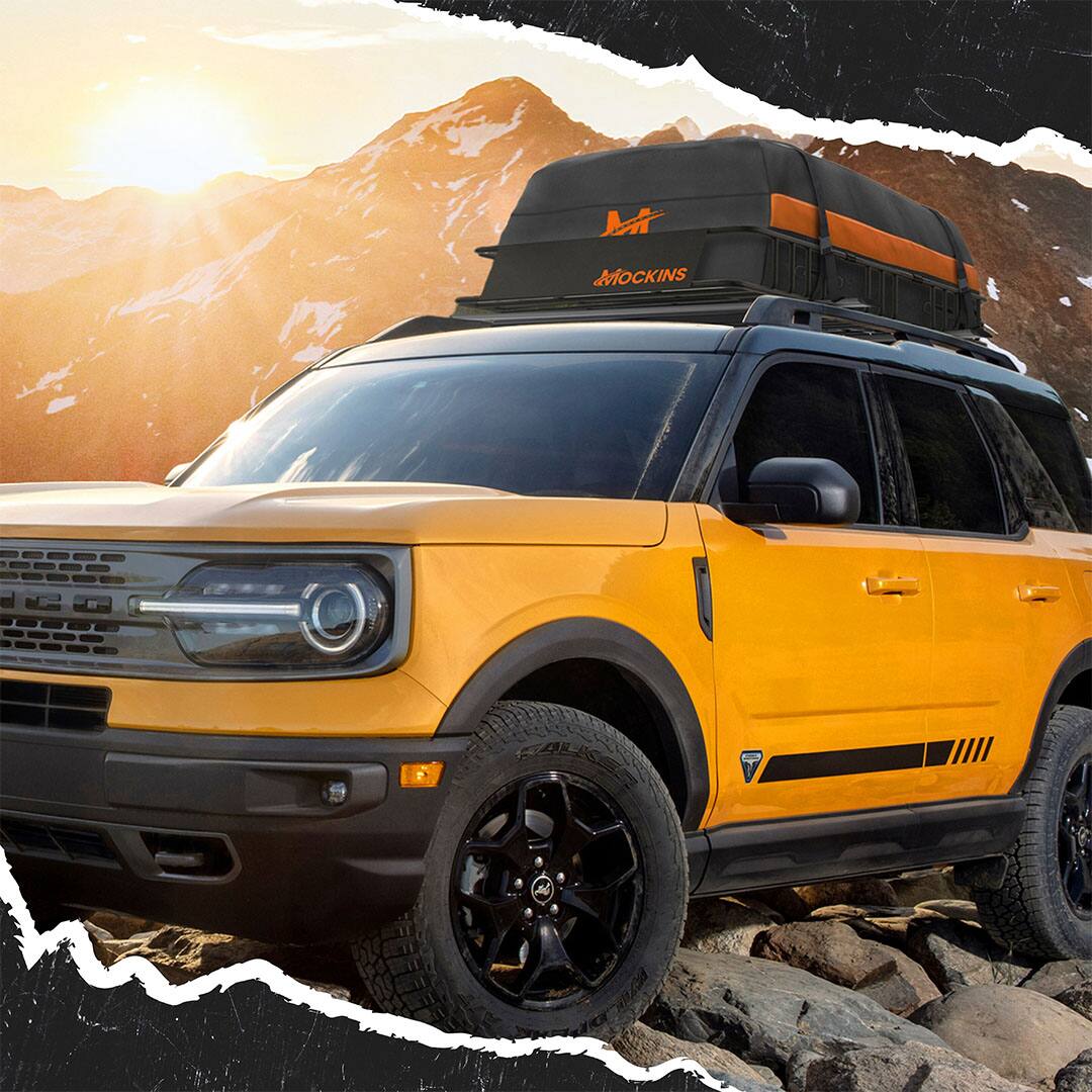 Alt View 5. Mockins - 50 in. x 36 in. x 4.5 in. Extendable Cargo Rooftop Carrier with Bungee Cargo Net and Ratchet Straps.