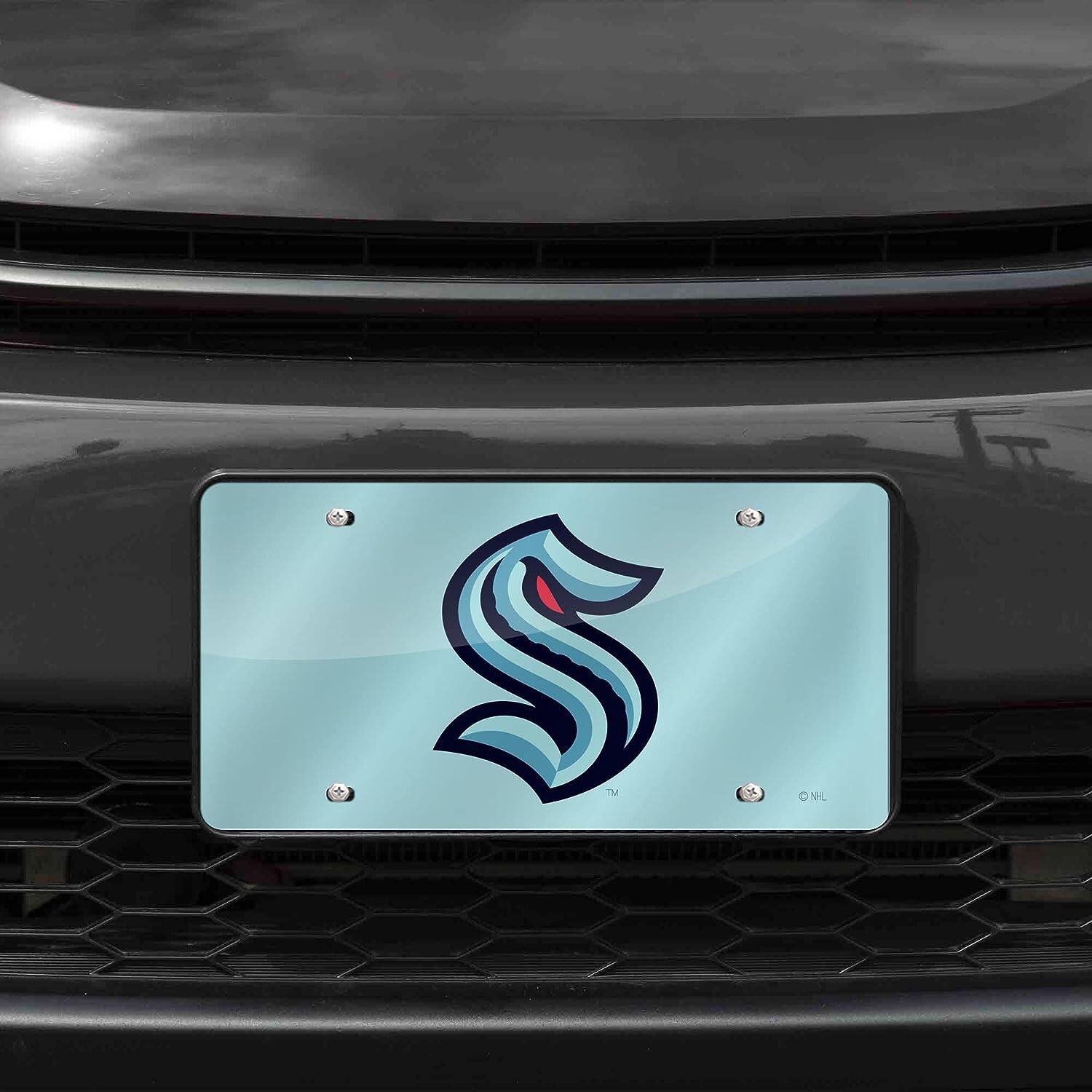 Alt View 1. Rico Industries - Seattle Kraken NHL Logo Mirror Look Laser License Plate - Multi.